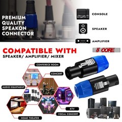 Practical Reliable Stable Maneuverable 6PCS Speakon Connector Male Audio Adapter