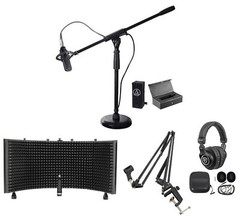 Audio Technica AT4033A Condenser Microphone+Case+Headphones+Shield+Boom+Stand