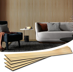 4-Piece Wood Slat Acoustic Panels for Stylish Decor and Noise Reduction, 3D Text