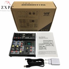 LASE Mini 4 Channel Sound Mixing Console Audio Mixer with USB2.0 audio interface