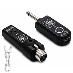 Dynamic Range 110dB Wireless Guitar XLR Transmitter Receiver System 30-50m Black