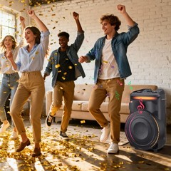 18in Pull Rod Outdoor Portable Bluetooth Party Speaker 18500W with LED Lights