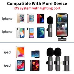 Professional Wireless 2 Lavalier Lapel Mics, Lightning Port (2 Pack)