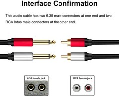 Yeung Qee 2 x 6.35 mm to 2RCA Cable,Dual 1/4 inch TS Stereo 6ft/2m, black