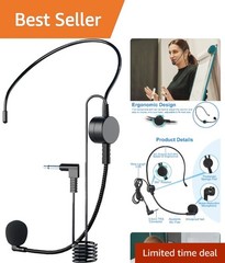 Hands Free Microphone Headset Mic,Flexible Wired Boom for Voice Amplifier