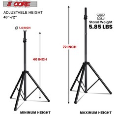 Heavy Duty Adjustable Speaker Stand Tripod Pair up to 72 inches for DJ & Studi