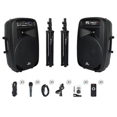 Proreck Dance 15 Portable 15“ 2000 Watt Powered PA Speaker System Combo Set