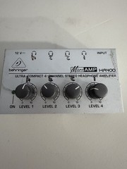Behringer MicroAMP HA400 4-Channel Headphone Amplifier Silver TRS Input