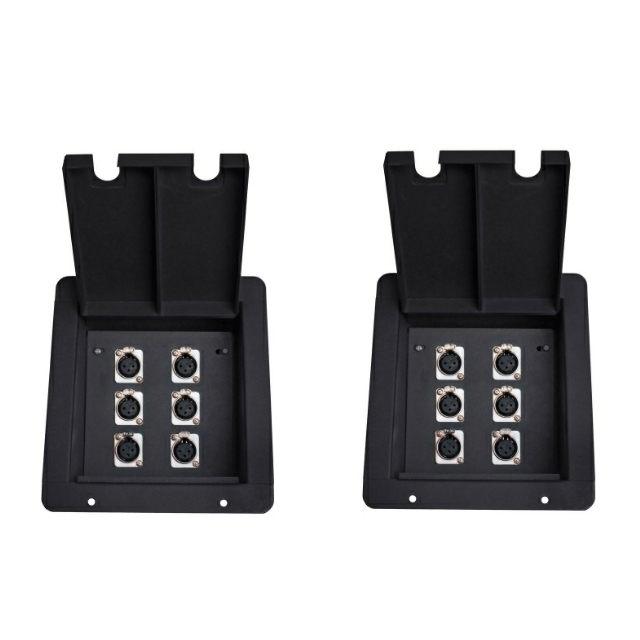 2 Elite Core Recessed Audio Stage Floor Box w/ 6 Female 3pin XLR Mic Connectors