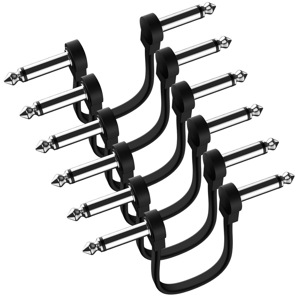 Professional 6 Pack 6 Inch Guitar Patch Cables, Noise Free and 6 Inch, Black