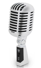 PYLE Vintage Retro Dynamic Vocal Microphone with 16ft XLR Cable, SILVER