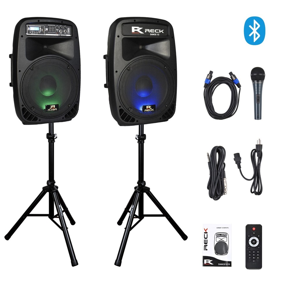 Proreck Audio Dance 15 PA Speaker System Portable 15Inch 2000W 2-Way Powered Set