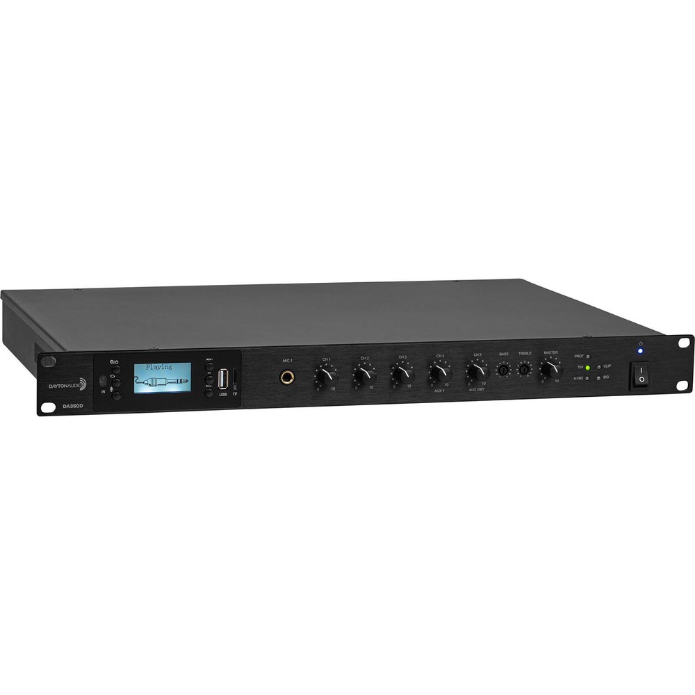 Dayton Audio DA350D Commercial Audio Amplifier 350W 70V/ 100V/ 4 Ohm Mixer – 4 M