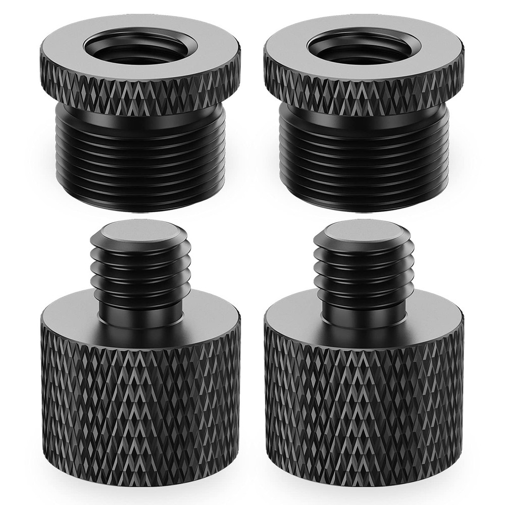 4 PCS Black Mic Stand Thread Screw Adapter 5/8 To 3/8 Inch Female Male Mount