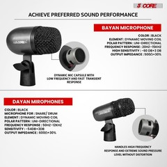 5 Core Tabla Mic Indian Instrument Microphone Set for Bayan & Dayan Dholak Mic
