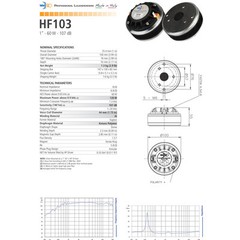 Faital Pro HF103 8ohm 1″ Throat Tweeter Compression Horn Driver Ketone P 107dB