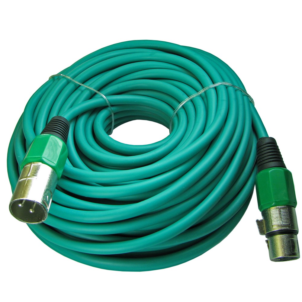 3pin XLR Male to Female mic microphone audio 100 ft foot GREEN extension cable