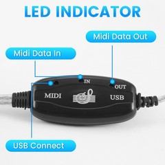 USB MIDI Cable Adapter, USB Type A Male to MIDI Din 5 Pin In-Out Cable5349