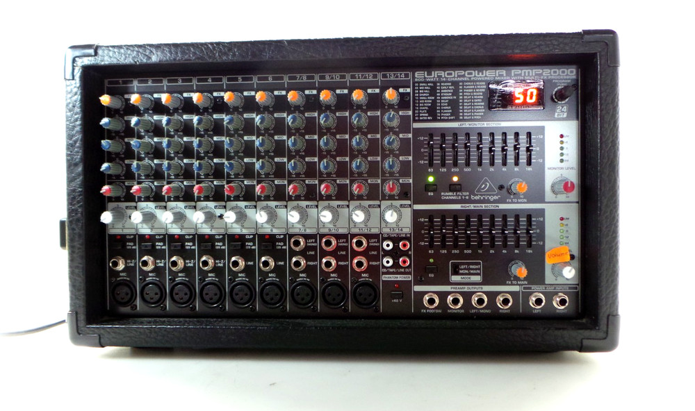 Behringer PMP2000 Powered Audio Mixer 800-Watt, 10-CHANNEL, Multi-FX – Tested