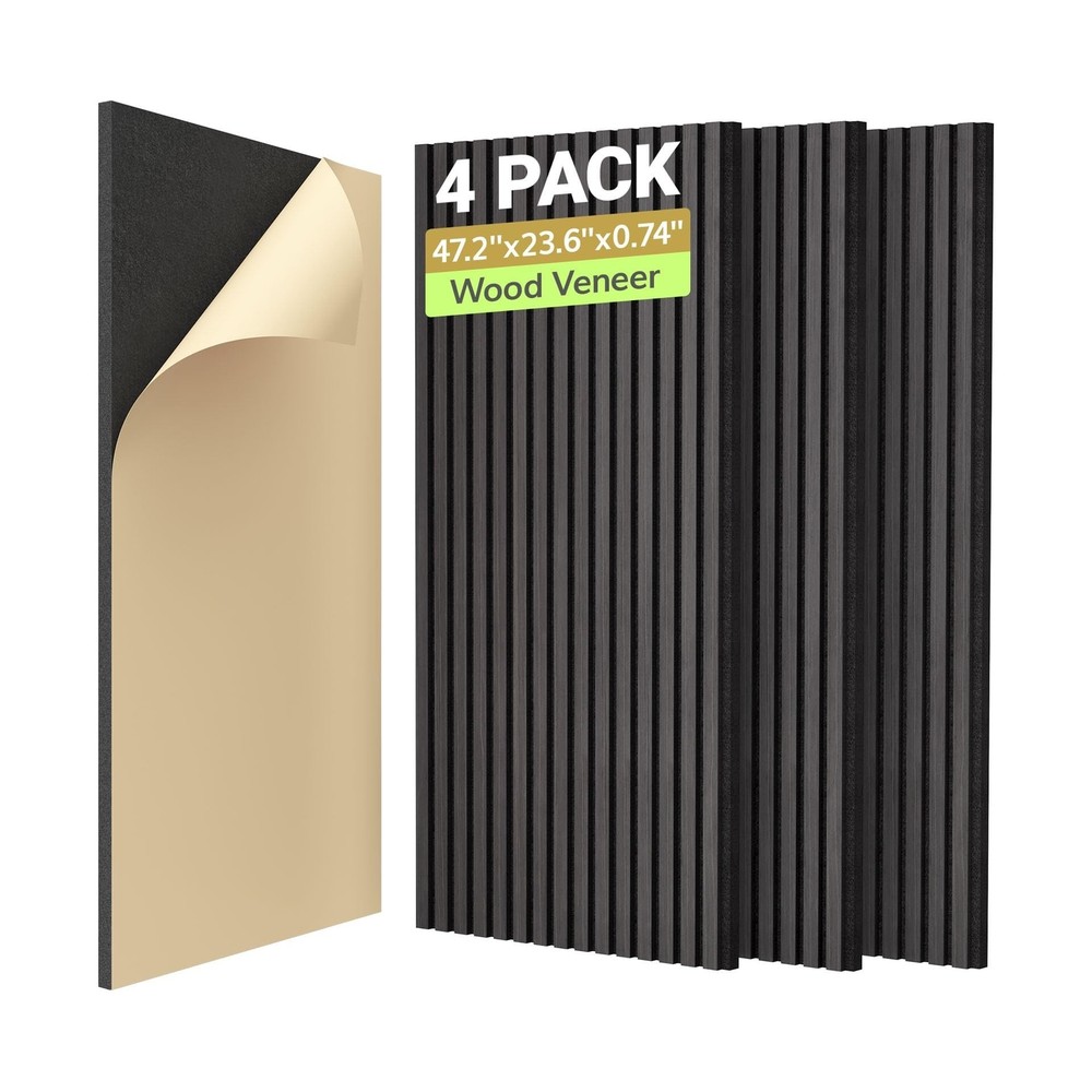 TONOR 4-Pack Acoustic Wood Veneer Wall Panels, 47.2” * 23.6” * 0.74&