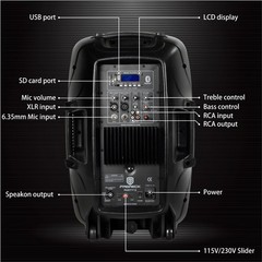 PRORECK 12″ 1000W PA Speaker System Bluetooth DJ Party Speakers w/ Stand Mic