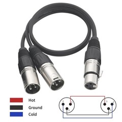 1.5FT XLR 3Pin Female to Dual Male Y Splitter Cable, Balanced 1 XLR Female to…