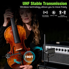 UHF Wireless Violin Cello Microphone System Violin Pickup Clip-On Instrument Mic