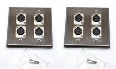 (2) Two Four XLR Double Wall Plates w/ Neutrik NC3FD-L-1 Female Stainless Steel