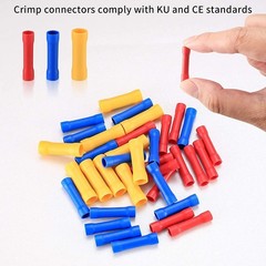 QOOSIKICC 150 Pcs Electrical Butt Connectors Kit, red, yellow and blue