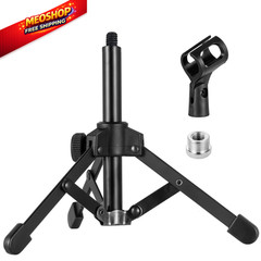 Microphone Stand Desk, BILIONE Portable Foldable Tripod with Normal, black