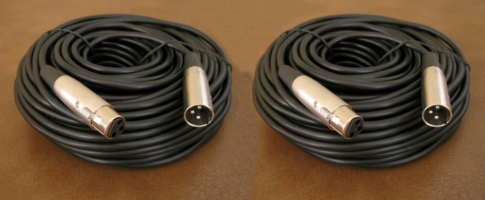 2 Pack 50FT Shielded XLR 3Pin Male Female Extension Mic Microphone Audio Cable