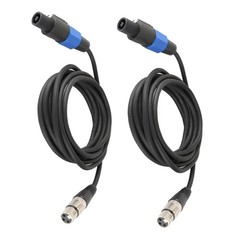 15ft SpeakOn to XLR Cable – 2 Pack Male to Female Audio Extension Wire for DJ PA