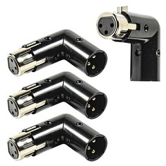 4pcs HQRP 3-Pin XLR Angle Adapter Dual Male & Female 4 Adjustable Angle Position