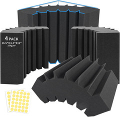 4 Pack Bass Traps Corner Acoustic Foam Corner 16.5″ X 6.3″ X 12″