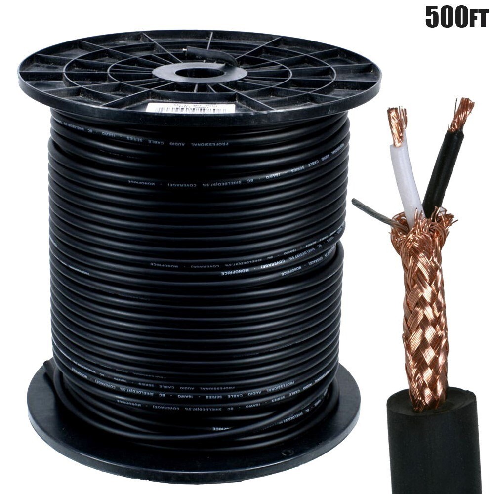 500FT 8.0mm 2-Conductor Professional Microphone Audio Cable Wire Bulk XLR 1/4″