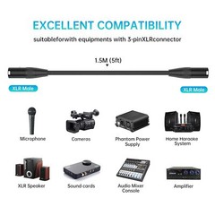 Premium XLR Male to Female All Sizes Microphone Cable Balanced 3 Pin Pro Grade