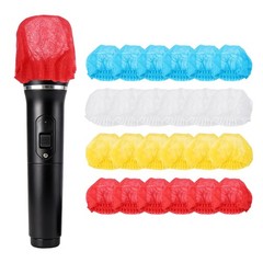 400Pcs Disposable Microphone Cover Mic Windscreen Covers, Red/Yellow/White/Blue
