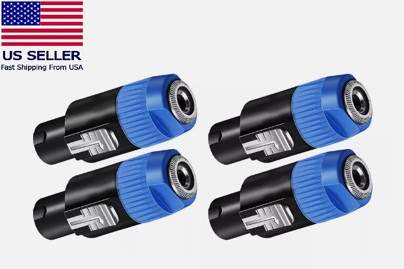 4pc Speakon 4-Pole to 1/4″ TS Female Adapter Converter Jack Connector 4-Pack