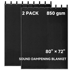 Saree 2 Pcs Large Sound Dampening Blanket 80″ x 72″, 72 x 80 inch, Black