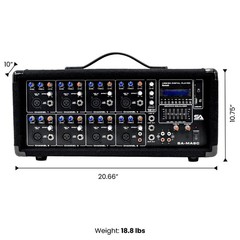 Seismic Audio – SA-MA8C – 8 Channel 400 Watt Powered PA Head Mixer with Black