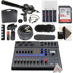 Zoom LiveTrak L-8 Portable Podcast Recorder + Shotgun Microphone Top Accessories