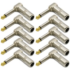 10 PACK LOT 1/4 TS RIGHT ANGLE MONO PHONE PLUG CORD CONNECTOR 6.3MM CABLE JACK
