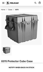 Pelican 0370 Protector Cube Case Black, Large Plastic w/ Carry Handle
