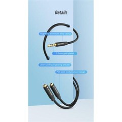 Headphone Y Splitter Cable Jack Adapter 3.5mm Male to 2 Dual Female Mic Audio