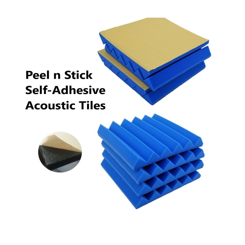 8pc Blue Peel Stick Self Adhesive Acoustic Foam Soundproofing Tile Panel 12x12x2