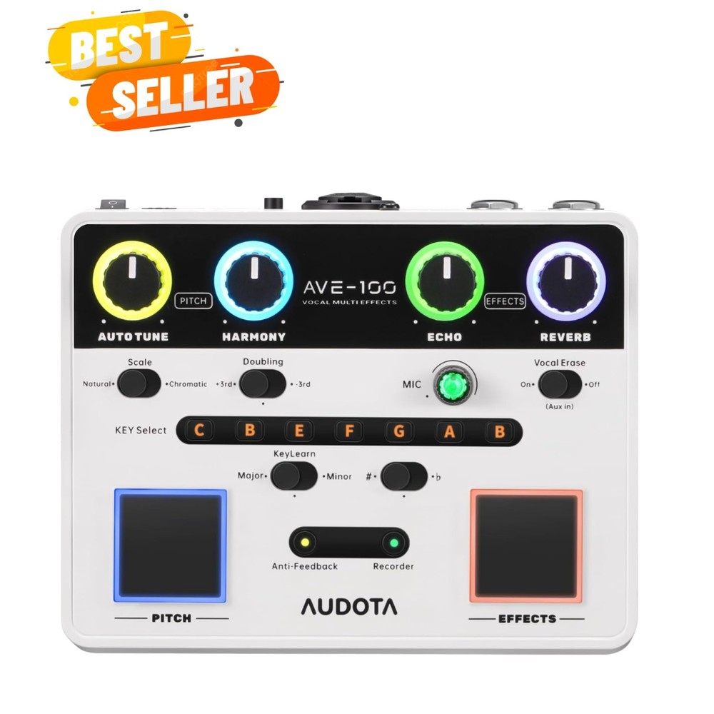 AVE-100 Vocal Effects Processor with Auto Pitch Correction/Harmony/Echo/Rever…
