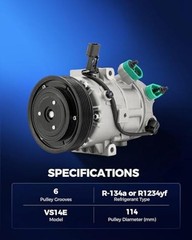 198383 AC Compressor Fits for Elantra 2014-2017, Elantra 1 Count (Pack of 1)