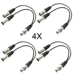 3Pin XLR Female Jack To Dual 2 Male Plug Y Splitter Cable Adapter Microphone 4x
