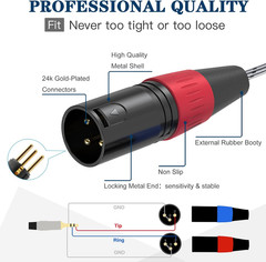 3.5 Mm TRS to Dual XLR Male Pro Stereo Breakout Cable, 1/8″ TRS Stereo to 2 X…