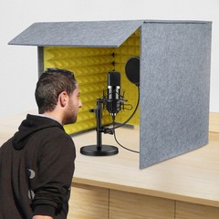 Desktop Soundproof Booth 24″ Vocal Recording Shield W/ Foam Panel For Mic Studio